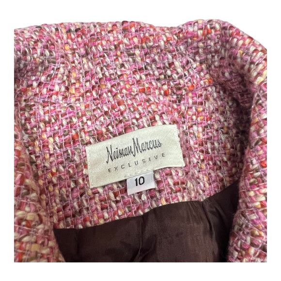 Vintage Neiman Marcus Wool Blend Tweed Blazer 10 Pink Jacket Career - Picture 8 of 16